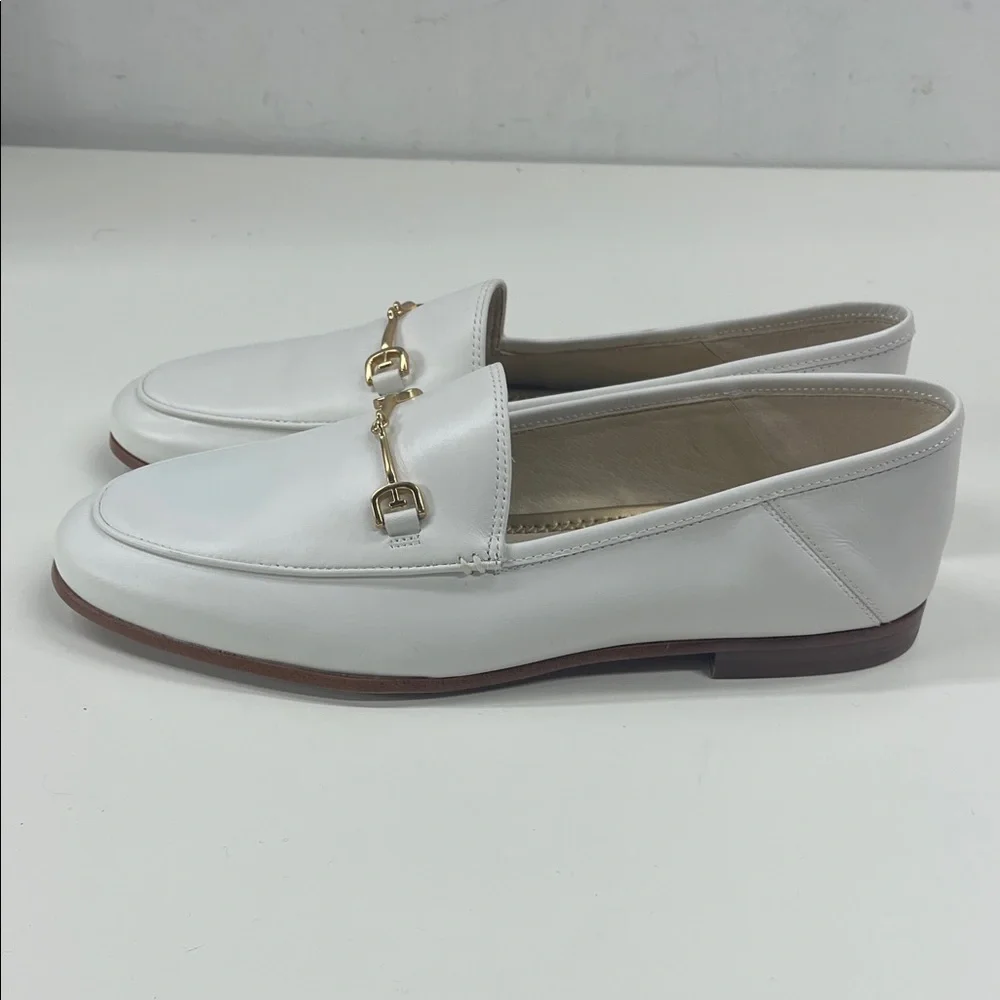 Sam Edelman White Leather Horsebit Loafers